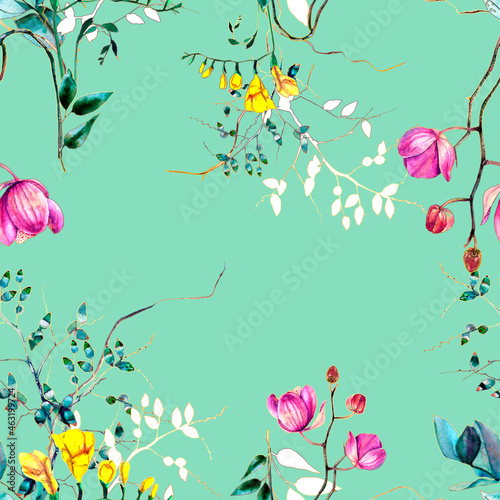 Floral pattern. Design for wallpaper, background, fabric, textile.