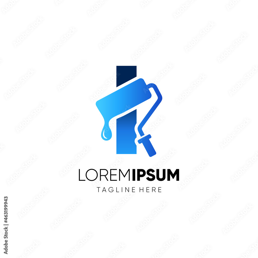Letter I Paint Roller Logo Design Vector Graphic Icon Emblem Illustration Background Template Letter I Paint Roller Logo Design Vector Graphic Icon Emblem Illustration Background Template