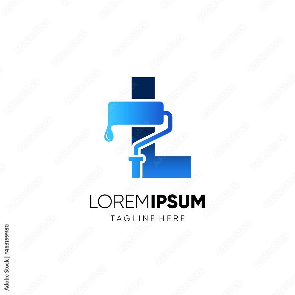 Letter L Paint Roller Logo Design Vector Graphic Icon Emblem Illustration Background Template