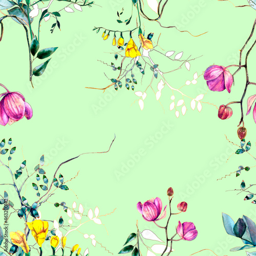 Floral pattern. Design for wallpaper, background, fabric, textile. © Svetlana Yumaguzina