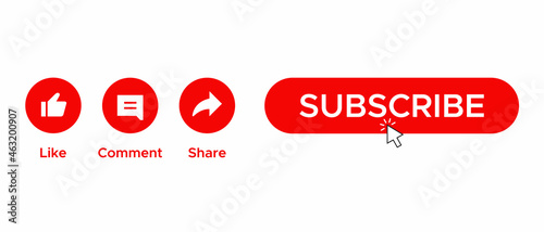 Like, Comment, Share, and Click Subscribe Button Icon Vector
