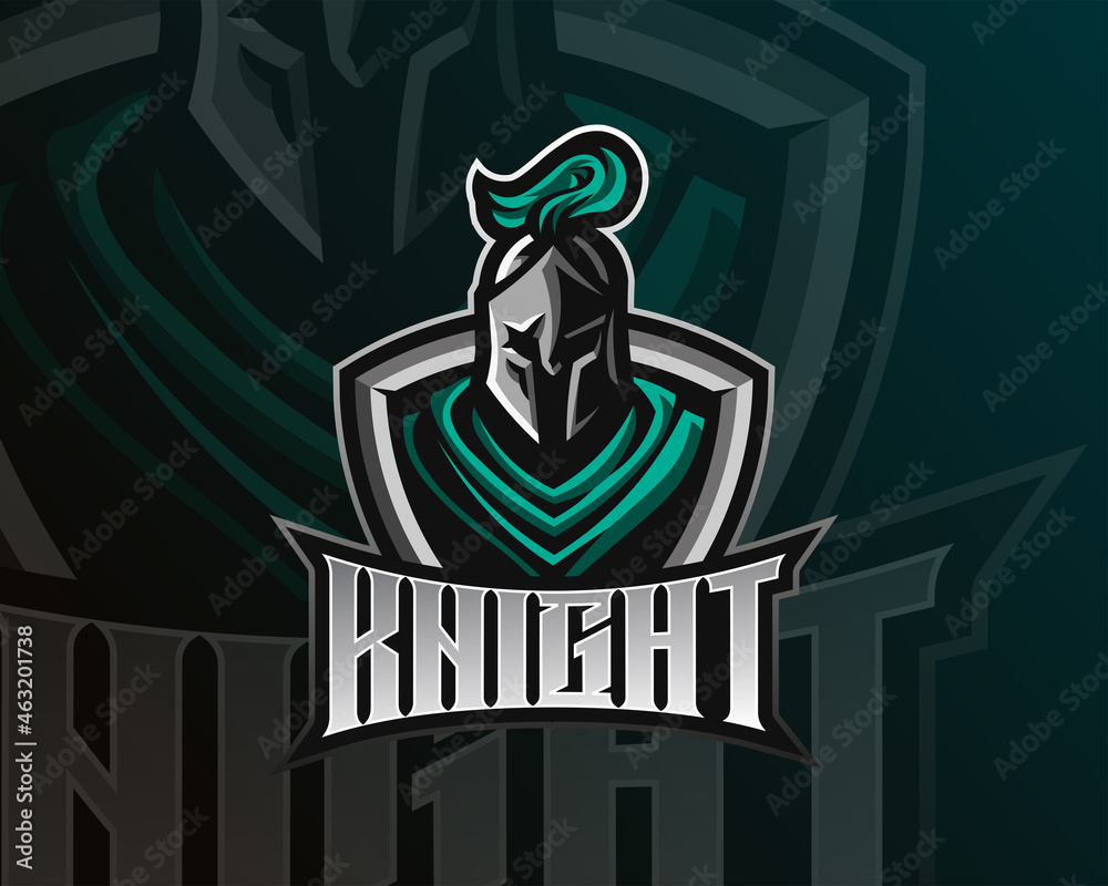 Knight warrior esport and sport mascot logo design with modern illustration concept style for team, badge, emblem and patch. Gaming Logo Template on Isolated Background. Vector illustration