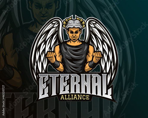 Angle esport and sport mascot logo design with modern illustration concept style for team, badge, emblem and patch. Gaming Logo Template on Isolated Background. Vector illustration