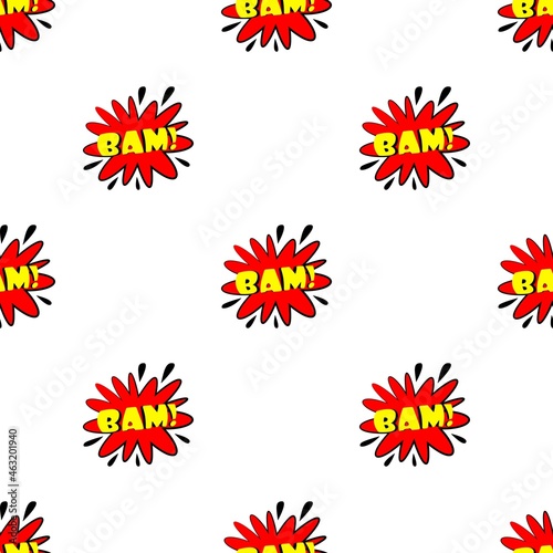 Bam explosion sound effect pattern seamless background texture repeat wallpaper geometric vector