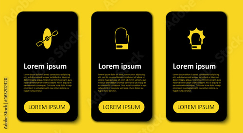 Set Punch in boxing gloves, Boxing and Kayak and paddle. Business infographic template. Vector
