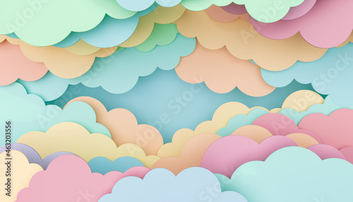 Tela childish background of colorful flat clouds