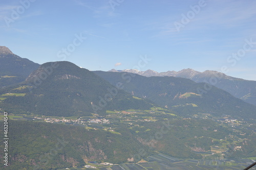 View to the village Prissian in Southtyrol mountains behind  photo