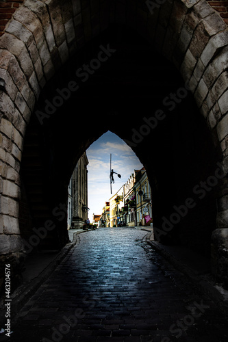 View of the old town in Sandomierz through the gate