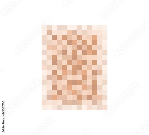 Censor blur effect texture for face or nude skin. Blurry pixel color censorship rectangle. Vector illustration isolated on white background.