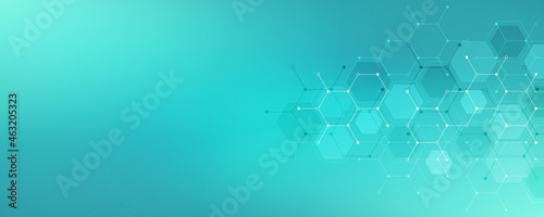 Abstract design element with geometric background and hexagons shape pattern