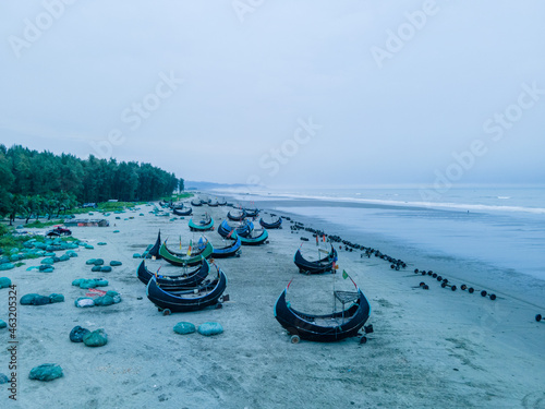 Obraz na plátně Fishing Boat at Cox's Bazar Sea Beach Bangladesh