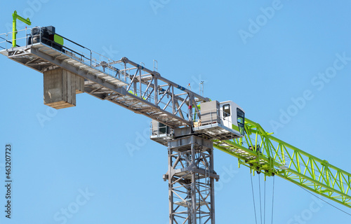 construction crane at blue sky background