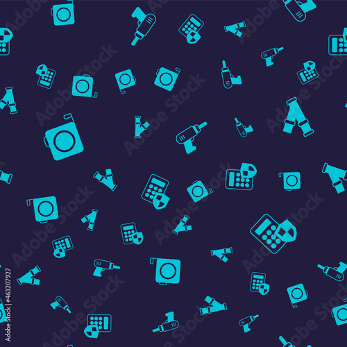 Set Roulette construction, Industry metallic pipe, Electric drill machine and Security keypad access panel on seamless pattern. Vector