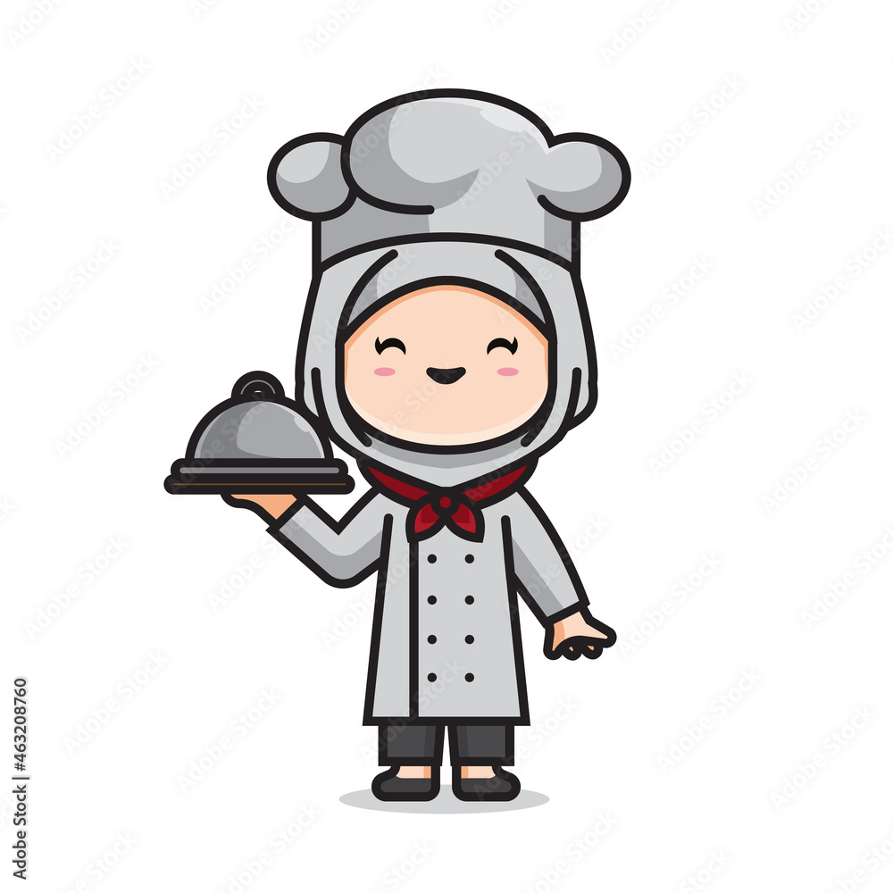 cute girl chef muslimah vector cute girl chef muslimah vector