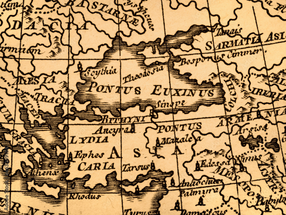 アンティークの古地図　トルコと黒海