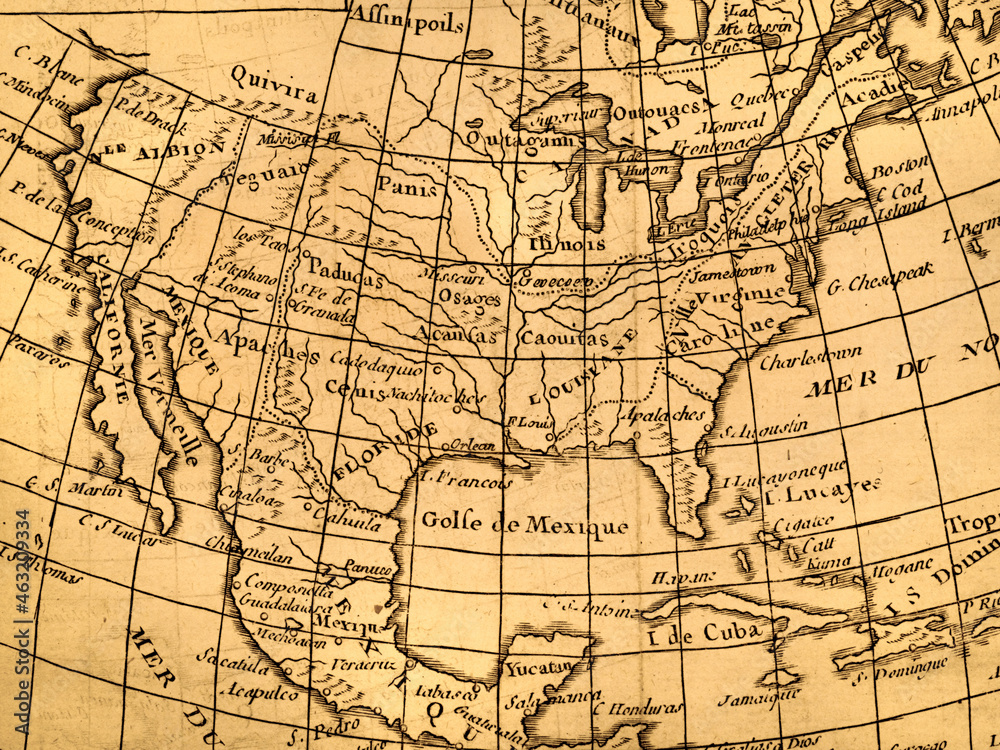 アンティークの世界地図　アメリカ