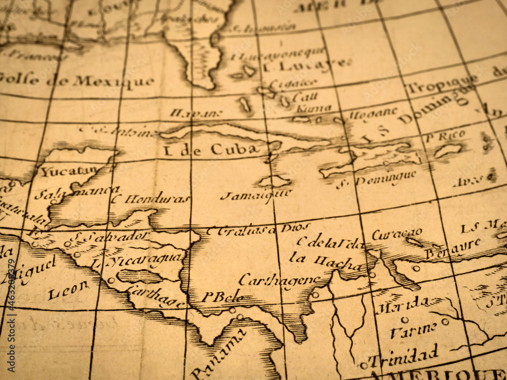 アンティークの世界地図　カリブ海