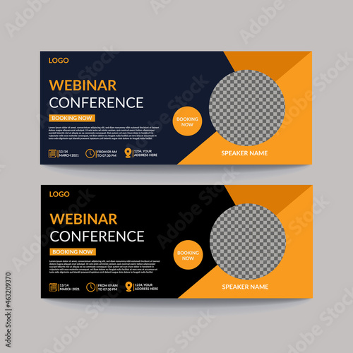 Business conference invitation banner post design.online live conference webinar invitation banner design..eps