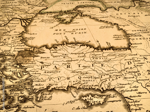 アンティークの古地図 トルコと黒海