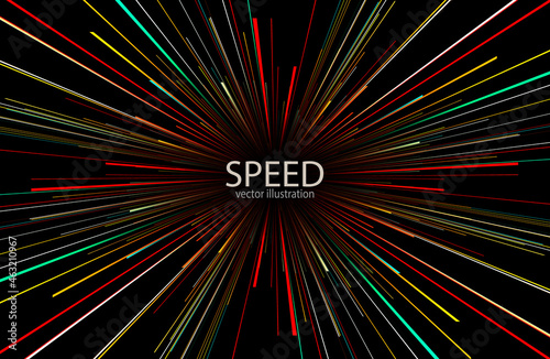 Abstract background neon glow colors, cosmic speed concept, dynamic hyperspace tunel 3D science fiction vector illustration.