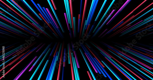 Abstract background neon glow purple blue colors, cosmic speed concept, dynamic hyperspace tunel 3D science fiction vector illustration.