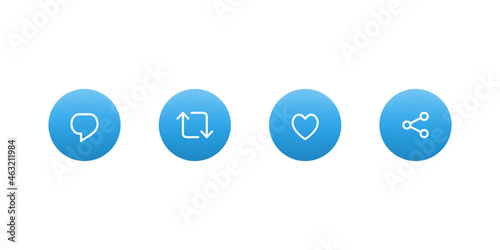 Reply Tweet, Retweet, Like, and Share. Social Media Icons. Vector Illustration