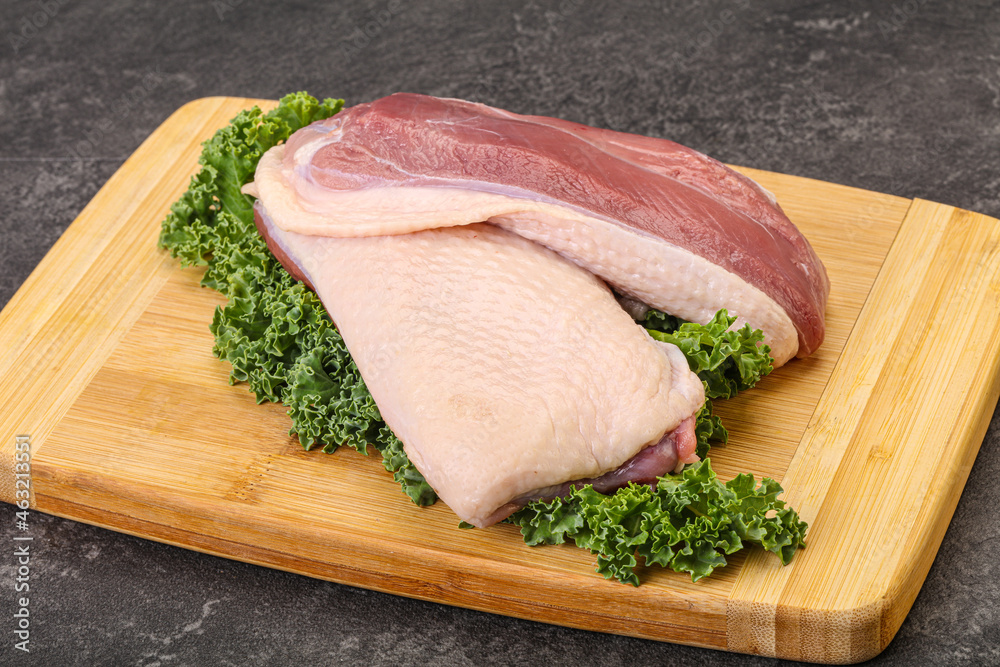 Raw duck breast for cooking