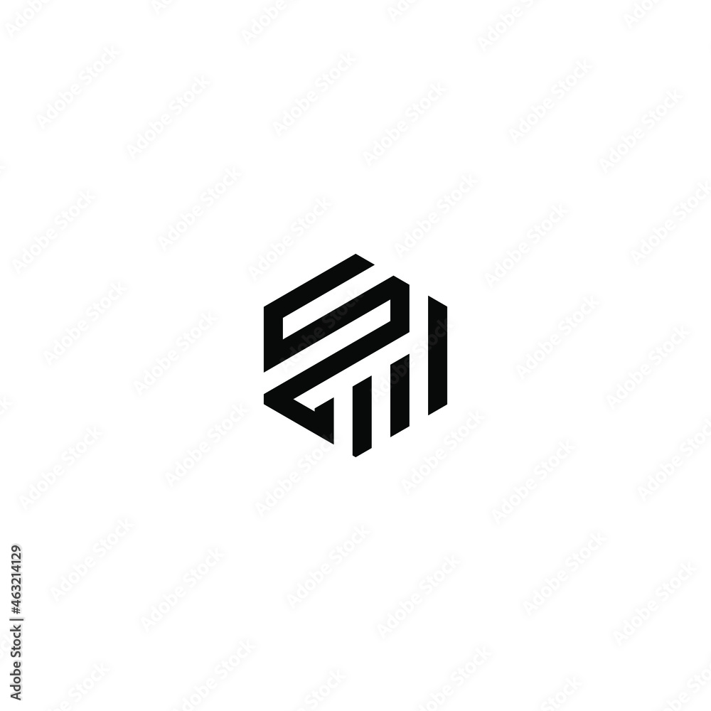 Initial letter SM hexagon logo design vector Initial letter SM hexagon logo design vector