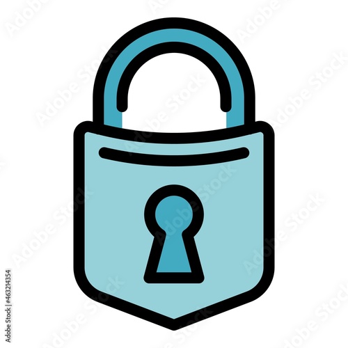 Lock security icon. Outline lock security vector icon color flat isolated