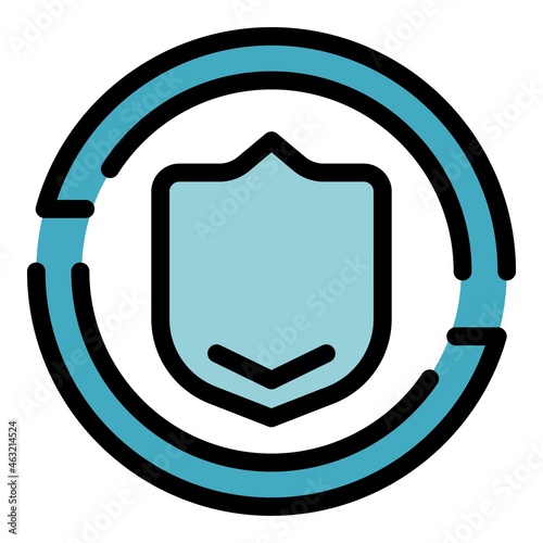 Shield protection icon. Outline shield protection vector icon color flat isolated