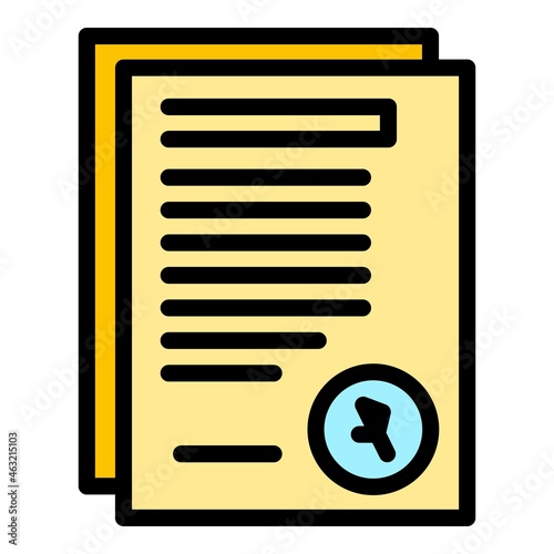 Assistance documents icon. Outline assistance documents vector icon color flat isolated