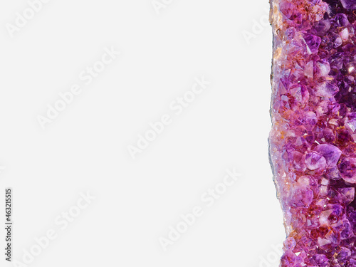 isolated light amethyst crystals stripe