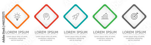 Business infographic Vector with 5 steps. Used for presentation,information,education,connection,marketing, project,strategy,technology,learn,brainstorm,creative,growth,abstract,stairs,idea,text,work.