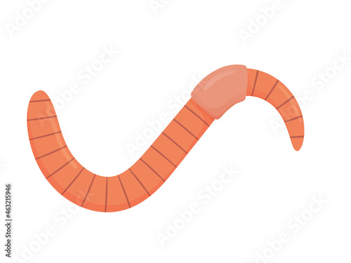Earthworm in cartoon style. Illustration for animals, nature, fishing.