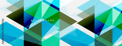 Color triangles composition, geometric abstract background. Techno or business concept, pattern for wallpaper, banner, background, landing page