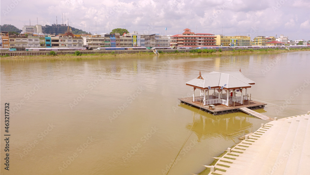 Floating raft at the Chao Phraya River, Nakhon Sawan Floating raft at the Chao Phraya River, Nakhon Sawan
