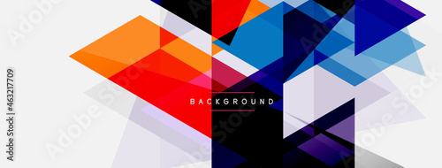 Color triangles composition, geometric abstract background. Techno or business concept, pattern for wallpaper, banner, background, landing page