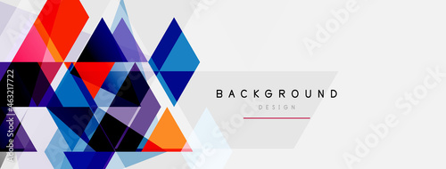 Color triangles composition, geometric abstract background. Techno or business concept, pattern for wallpaper, banner, background, landing page