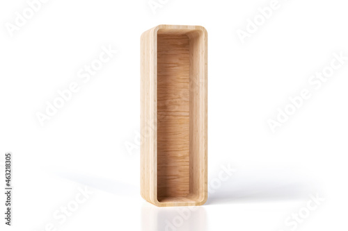 Fototapeta Naklejka Na Ścianę i Meble -  3D wood letter I made of natural color pine plywood. Modern furniture design concept. High quality 3D rendering.