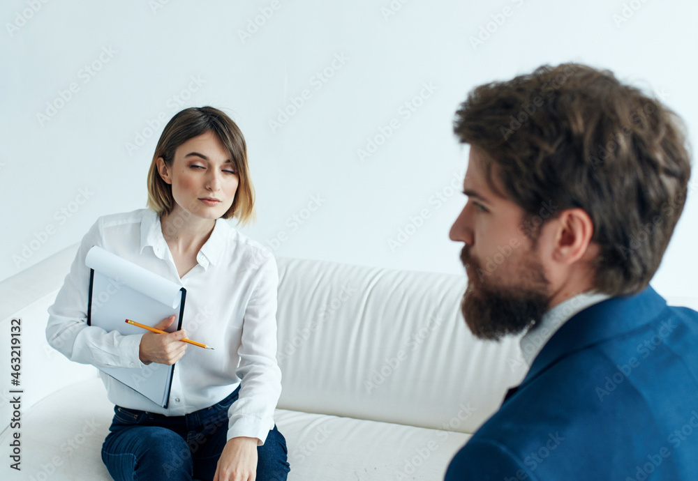 man and woman communicate work team documents man and woman communicate work team documents