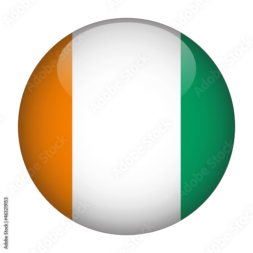 Ivory Coast 3D Rounded Country Flag button Icon