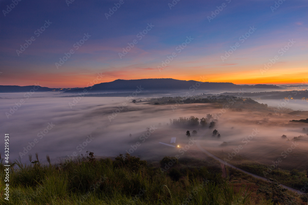 sunrise at Khao Takhian Ngo view point, Khao Kho, Phetchabun, Thailand. 