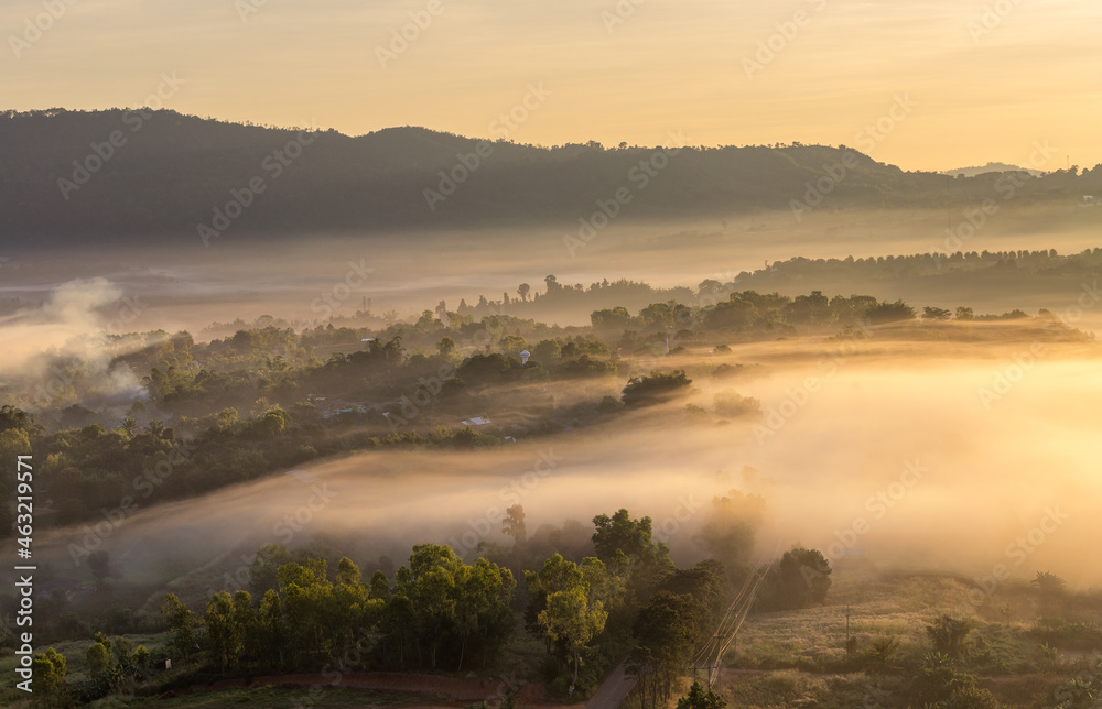 Fototapeta premium sunrise at Khao Takhian Ngo view point, Khao Kho, Phetchabun, Thailand. 