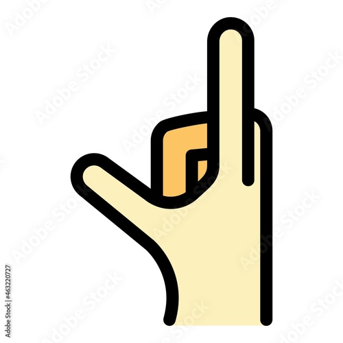 Hand gesture show icon. Outline Hand gesture show vector icon color flat isolated