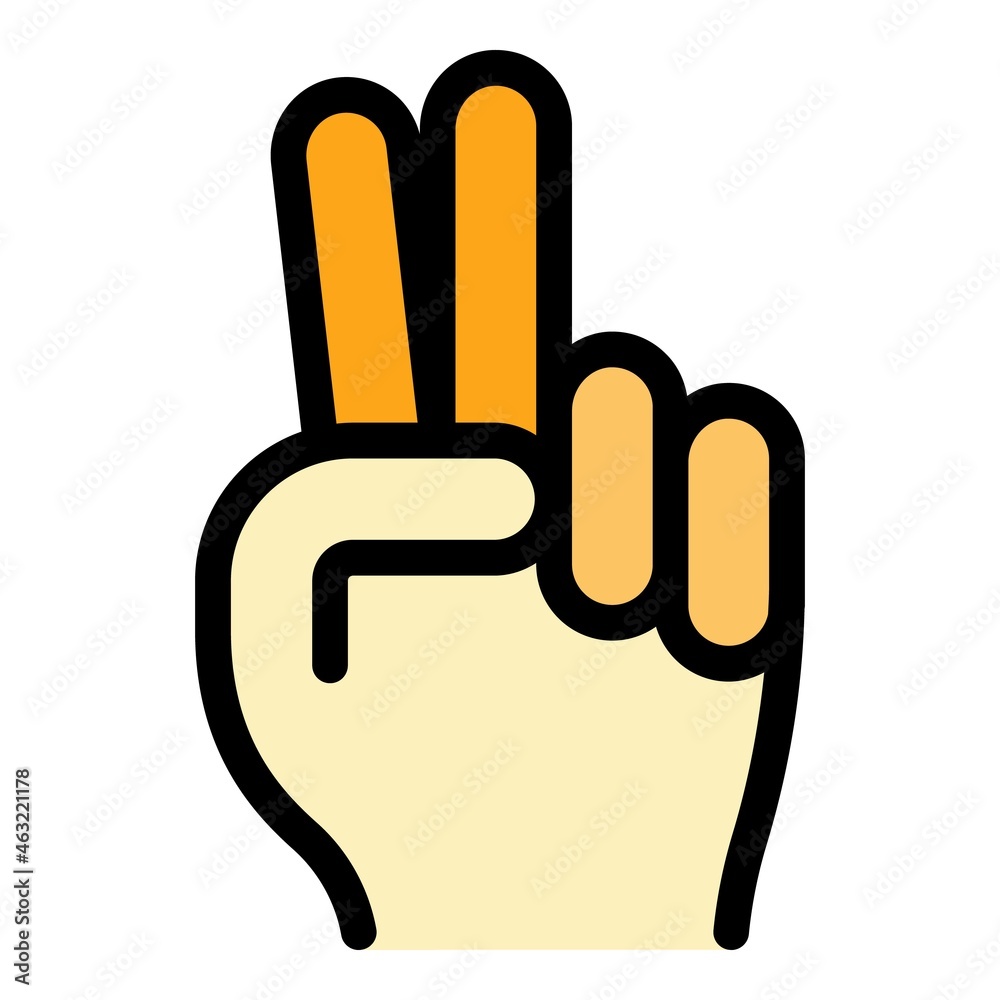 Hand gesture two minutes icon. Outline Hand gesture two minutes vector icon color flat isolated Hand gesture two minutes icon. Outline Hand gesture two minutes vector icon color flat isolated