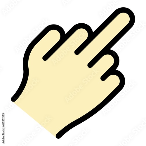 Hand gesture f you icon. Outline Hand gesture f you vector icon color flat isolated