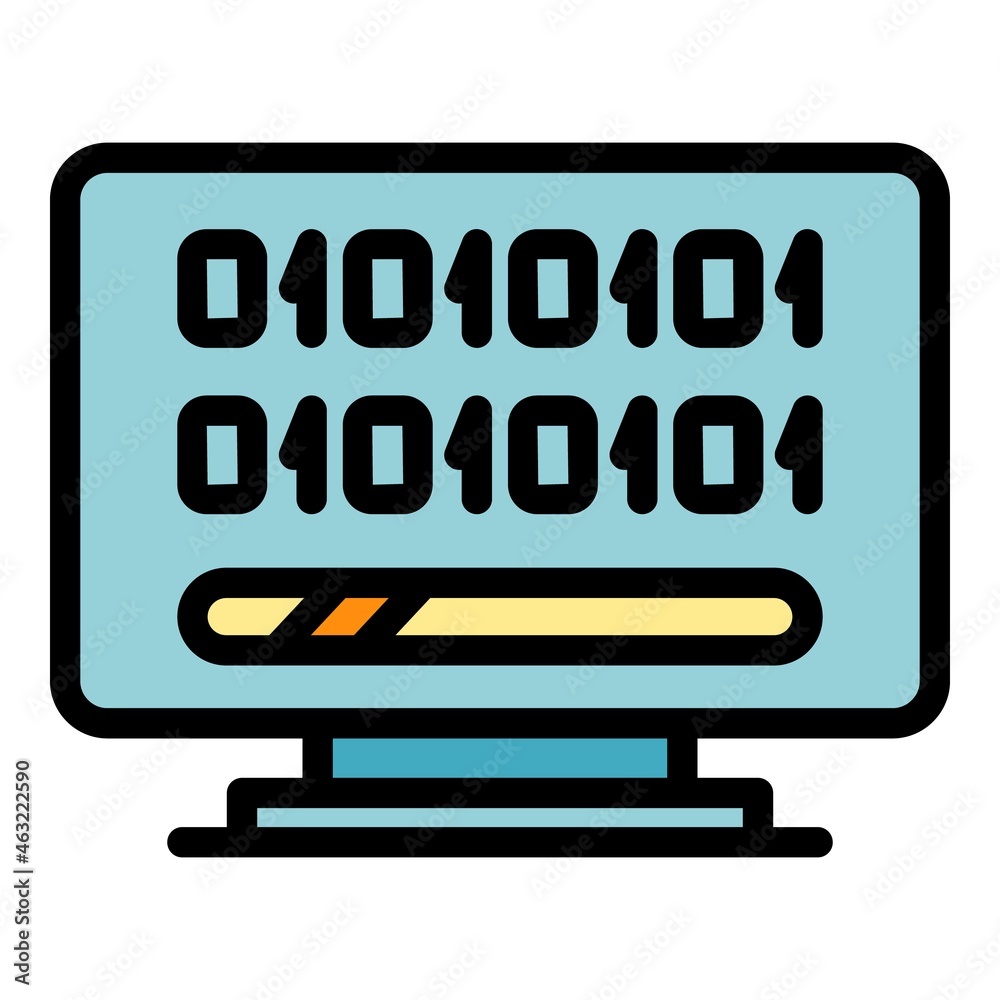 Pc code interface icon. Outline Pc code interface vector icon color flat isolated