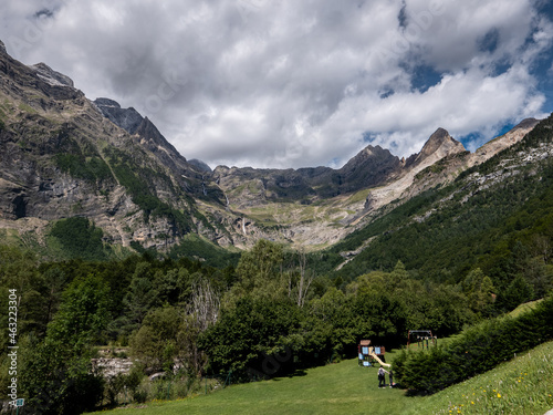 valley with glacial cirque and waterfalls