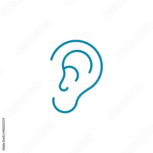 Ear line icon. Biometrics concept. Hearing problem. Unique feature for human identification. Audio listening idea. Noise exposure. Hearing impairment. Otolaryngology. Vector illustration, clip art.