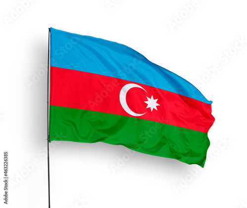 Azerbaijan flag isolated on white background. close up waving flag of Azerbaijan. flag symbols of Azerbaijan. Concept of Azerbaijan.